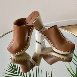 Sabots en bois et cuir ANAHITA