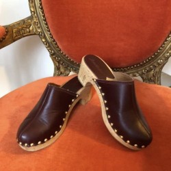 Sabots en bois et cuir AGATHA