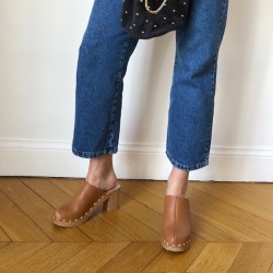 Sabots en bois et cuir ANAHITA