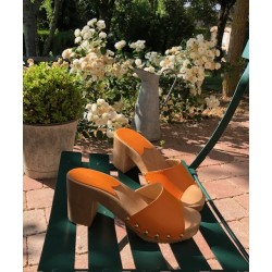 Mules en bois et cuir ARIANE