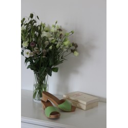 Mules en bois et cuir ATHENAÏS